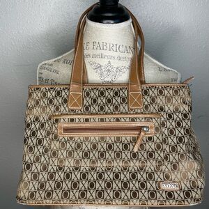 XOXO Tan and Cream Monogram Handbag Purse